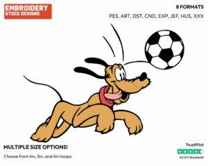 Classic Pluto Playing Soccer - Soccer - Olympic Games - Disney Embroidery Design in 3 sizes & 8 formats