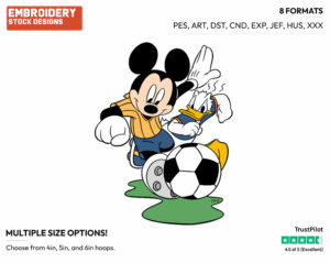 Donald Duck, Mickey Mouse - Soccer - Olympic Games - Disney Embroidery Design in 3 sizes & 8 formats