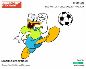 Donald Duck - Soccer - Olympic Games - Disney Embroidery Design in 3 sizes & 8 formats