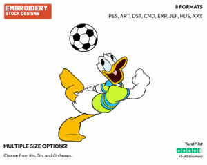 Donald Duck - Soccer - Olympic Games - Disney Embroidery Design in 3 sizes & 8 formats