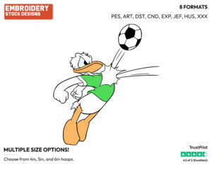 Donald Duck - Soccer - Olympic Games - Disney Embroidery Design in 3 sizes & 8 formats