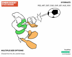 Donald Duck - Soccer - Olympic Games - Disney Embroidery Design in 3 sizes & 8 formats
