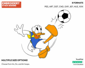 Donald Duck - Soccer - Olympic Games - Disney Embroidery Design in 3 sizes & 8 formats