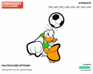 Donald Duck - Soccer - Olympic Games - Disney Embroidery Design in 3 sizes & 8 formats