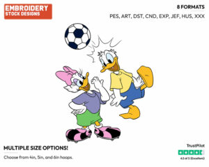 Donald, Daisy - Soccer - Olympic Games - Disney Embroidery Design in 3 sizes & 8 formats