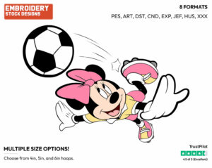 Minnie Playing Soccer - Soccer - Olympic Games - Disney Embroidery Design in 3 sizes & 8 formats