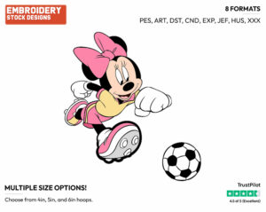 Minnie Mouse - Soccer - Olympic Games - Disney Embroidery Design in 3 sizes & 8 formats