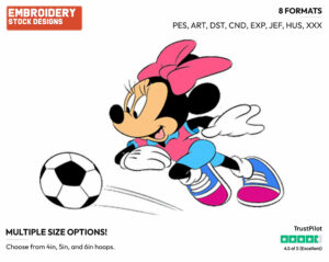 Minnie Mouse - Soccer - Olympic Games - Disney Embroidery Design in 3 sizes & 8 formats