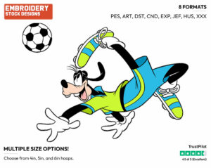 Goofy - Soccer - Olympic Games - Disney Embroidery Design in 3 sizes & 8 formats