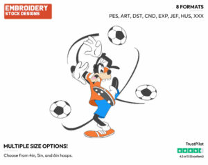 Goofy - Soccer - Olympic Games - Disney Embroidery Design in 3 sizes & 8 formats