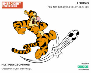 Tigger - Soccer - Olympic Games - Disney Embroidery Design in 3 sizes & 8 formats