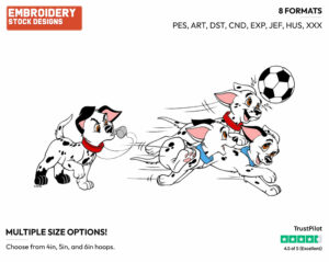 Dalmatian Puppies - Soccer - Olympic Games - Disney Embroidery Design in 3 sizes & 8 formats