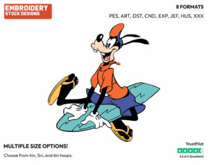 Goofy Surfing - Surfing - Olympic Games - Disney Embroidery Design in 3 sizes & 8 formats