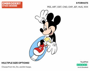 Mickey Mouse - Surfing - Olympic Games - Disney Embroidery Design in 3 sizes & 8 formats
