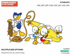 Donald Duck, Huey, Dewey, Louie - Surfing - Olympic Games - Disney Embroidery Design in 3 sizes & 8 formats