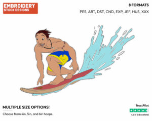 David - Surfing - Olympic Games - Disney Embroidery Design in 3 sizes & 8 formats