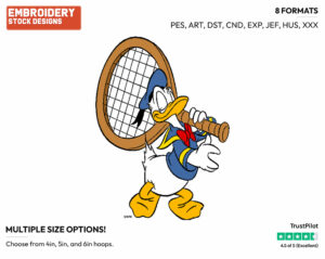 Donald Duck - Surfing - Tennis & Badminton - Disney Embroidery Design in 3 sizes & 8 formats