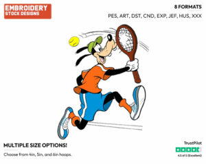 Goofy - Surfing - Tennis & Badminton - Disney Embroidery Design in 3 sizes & 8 formats