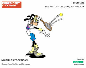 Goofy - Surfing - Tennis & Badminton - Disney Embroidery Design in 3 sizes & 8 formats
