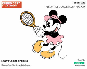Classic Minnie - Surfing - Tennis & Badminton - Disney Embroidery Design in 3 sizes & 8 formats
