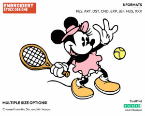 Classic Minnie - Surfing - Tennis & Badminton - Disney Embroidery Design in 3 sizes & 8 formats