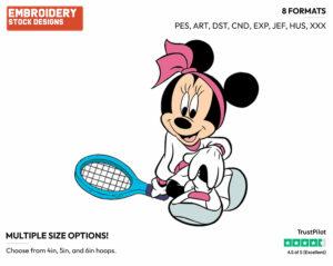 Minnie Mouse - Surfing - Tennis & Badminton - Disney Embroidery Design in 3 sizes & 8 formats