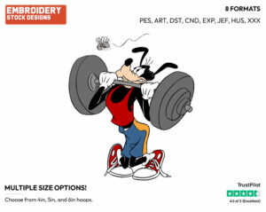 Goofy - Weight Lifting - Tennis & Badminton - Disney Embroidery Design in 3 sizes & 8 formats