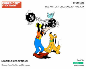 Goofy, Pluto - Weight Lifting - Tennis & Badminton - Disney Embroidery Design in 3 sizes & 8 formats