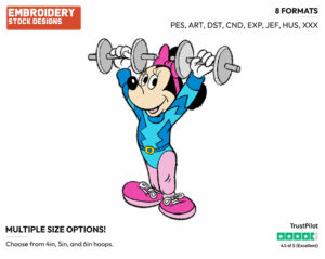 Minnie Mouse - Weight Lifting - Tennis & Badminton - Disney Embroidery Design in 3 sizes & 8 formats