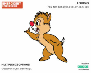 Dale - Chip and Dale - TV Shows - Disney Embroidery Design in 3 sizes & 8 formats