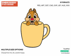 Dale In A Cup - Chip and Dale - TV Shows - Disney Embroidery Design in 3 sizes & 8 formats