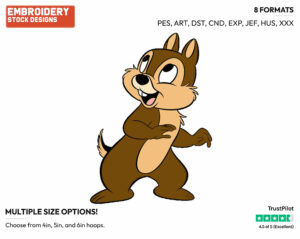 Cheerful Chip - Chip and Dale - TV Shows - Disney Embroidery Design in 3 sizes & 8 formats