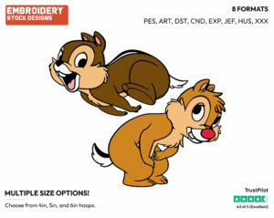 Chip, Dale Playing Leap Frog - Chip and Dale - TV Shows - Disney Embroidery Design in 3 sizes & 8 formats