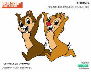 Chip, Dale Running - Chip and Dale - TV Shows - Disney Embroidery Design in 3 sizes & 8 formats