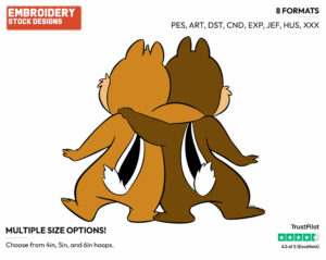 Chip, Dale From The Back - Chip and Dale - TV Shows - Disney Embroidery Design in 3 sizes & 8 formats