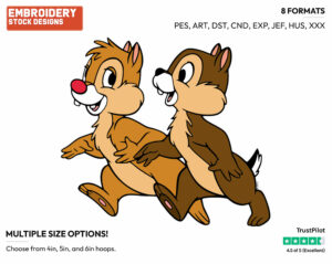 Chip, Dale Walking - Chip and Dale - TV Shows - Disney Embroidery Design in 3 sizes & 8 formats