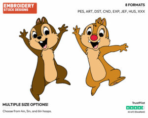 Chip, Dale Cheering - Chip and Dale - TV Shows - Disney Embroidery Design in 3 sizes & 8 formats