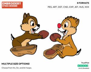 Chip, Dale Eating Peanuts - Chip and Dale - TV Shows - Disney Embroidery Design in 3 sizes & 8 formats
