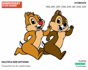 Chip, Dale Running - Chip and Dale - TV Shows - Disney Embroidery Design in 3 sizes & 8 formats