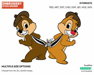 Chip, Dale Wearing Acorns As Berets - Chip and Dale - TV Shows - Disney Embroidery Design in 3 sizes & 8 formats