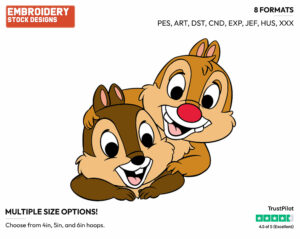Chip, Dale - Chip and Dale - TV Shows - Disney Embroidery Design in 3 sizes & 8 formats