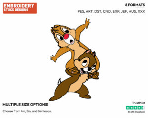 Chip Carrying Dale On His Shoulders - Chip and Dale - TV Shows - Disney Embroidery Design in 3 sizes & 8 formats