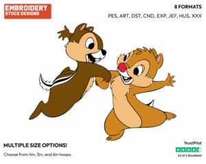 Chip, Dale Dancing - Chip and Dale - TV Shows - Disney Embroidery Design in 3 sizes & 8 formats