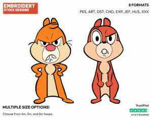 Chip And Dale - Chip n Dale - Park Life - TV Shows - Disney Embroidery Design in 3 sizes & 8 formats