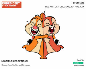 Chip And Dale - Chip n Dale - Park Life - TV Shows - Disney Embroidery Design in 3 sizes & 8 formats