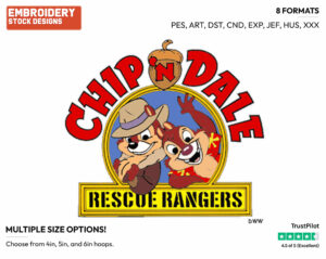 Chip 'N Dale Rescue Rangers Logo - Chip n Dale - Rescue Rangers - TV Shows - Disney Embroidery Design in 3 sizes & 8 formats