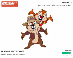 Chip, Dale - Chip n Dale - Rescue Rangers - TV Shows - Disney Embroidery Design in 3 sizes & 8 formats