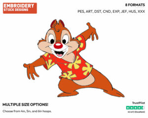 Dale - Chip n Dale - Rescue Rangers - TV Shows - Disney Embroidery Design in 3 sizes & 8 formats