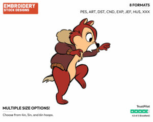 Chip On Tiptoes - Chip n Dale - Rescue Rangers - TV Shows - Disney Embroidery Design in 3 sizes & 8 formats
