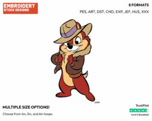Confident Chip - Chip n Dale - Rescue Rangers - TV Shows - Disney Embroidery Design in 3 sizes & 8 formats